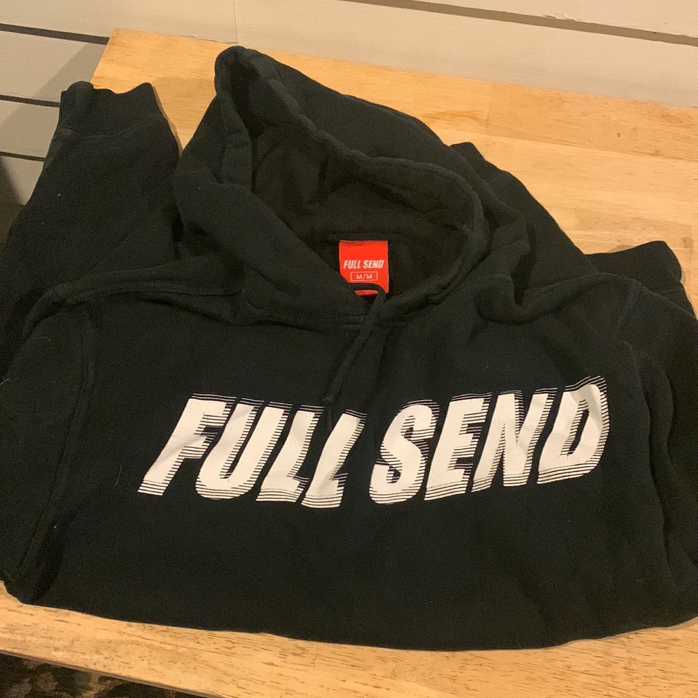 Full Send Black Hoodie, unisex, size M
